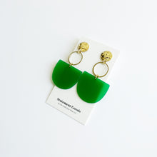 Cleopatra - Matte Green Acetate w/Gold Wavy Studs Earrings