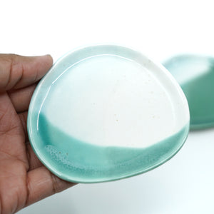 Gravier - Porcelain Modern Ceramic Dish - Green/Aqua Glass/White