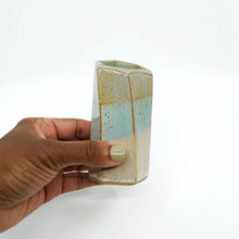 Short Hexagon Tube Vase 045 - Amber, Blue and White Glaze