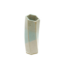 Medium Hexagon Tube Vase 047 -  Sandy Green and Cream