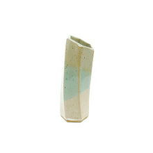Medium Hexagon Tube Vase 047 -  Sandy Green and Cream