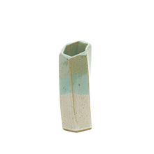 Medium Hexagon Tube Vase 048 -  Sandy Green and Cream