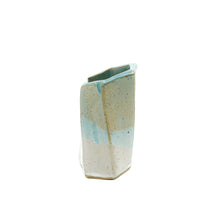 Short Hexagon Tube Vase 057 - Amber, Blue and White Glaze