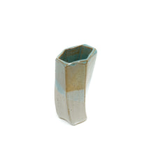 Medium Hexagon Tube Vase 059 - Amber, Blue and White Glaze