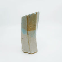 Medium Hexagon Tube Vase 059 - Amber, Blue and White Glaze