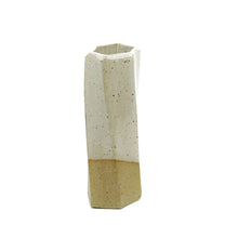 Medium Hexagon Tube Vase 064 -  Cream Glaze and Natural