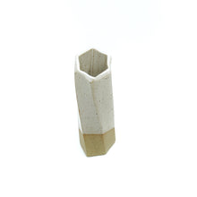 Medium Hexagon Tube Vase 064 -  Cream Glaze and Natural