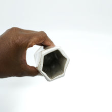 Medium Hexagon Tube Vase 064 -  Cream Glaze and Natural