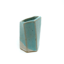 Short Hexagon Tube Vase 073 - Sea Foam Green White Glaze
