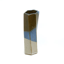 Tall Hexagon Tube Vase 075 - Blue and White