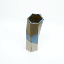 Tall Hexagon Tube Vase 075 - Blue and White