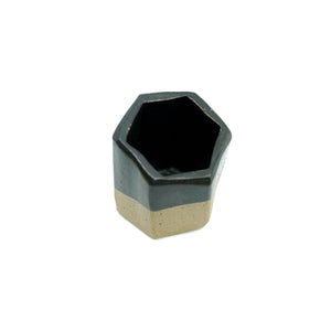 X-Short Hexagon Tube Vase 095 - Matte Black Glaze