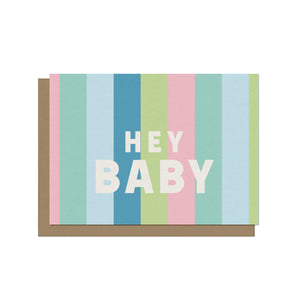 Hey Baby Pastel Stripes Blank Card