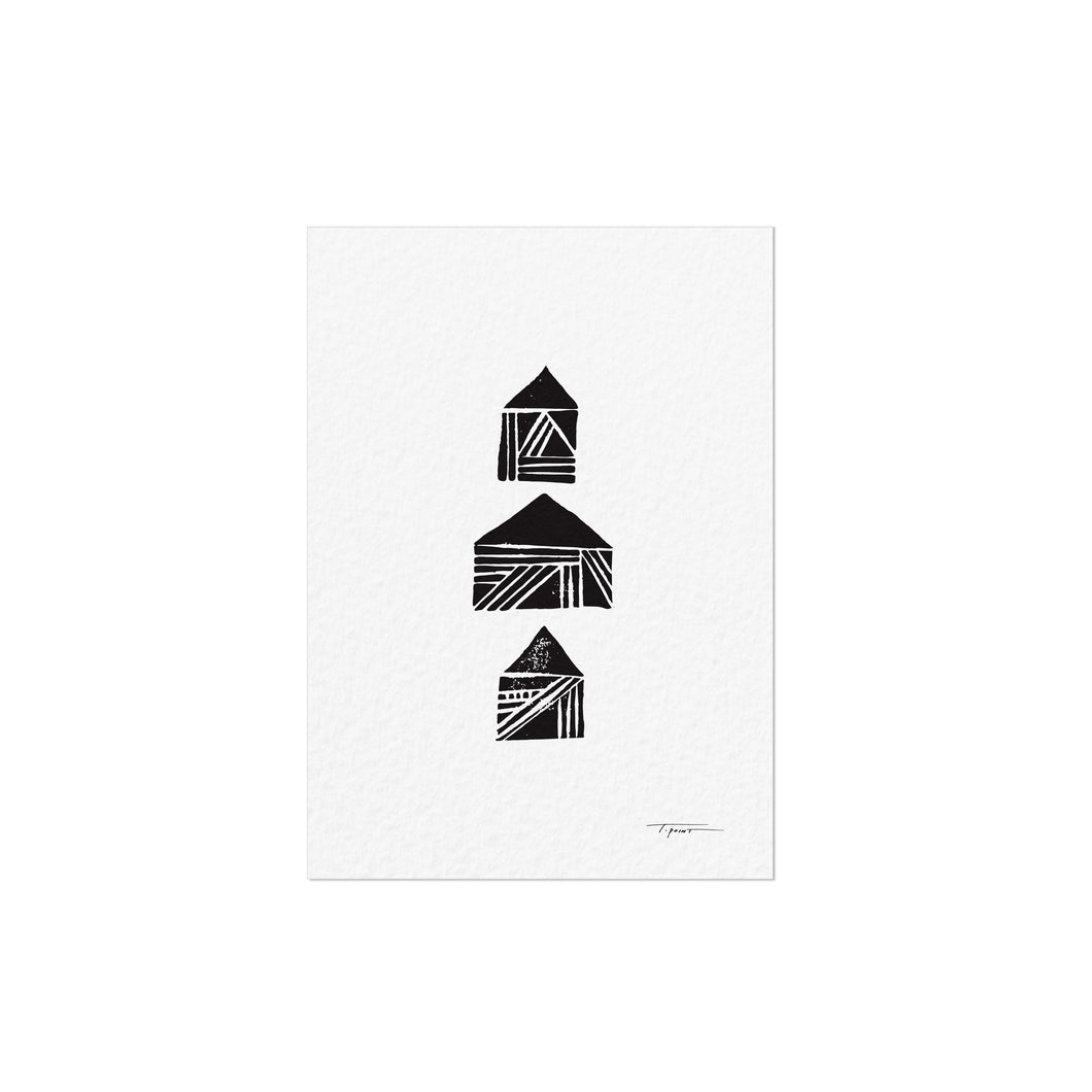 House Trio I Mini Block Print