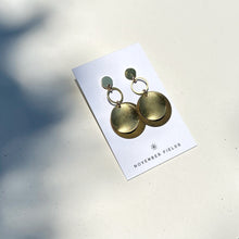 Kallie - Modern and Organic Square with Textured Circle - Raw Brass Dangle Earrings