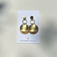 Kallie - Modern and Organic Square with Textured Circle - Raw Brass Dangle Earrings