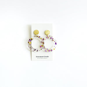 Olympia Purple and Gold Glitter Resin with Gold Plated Studs