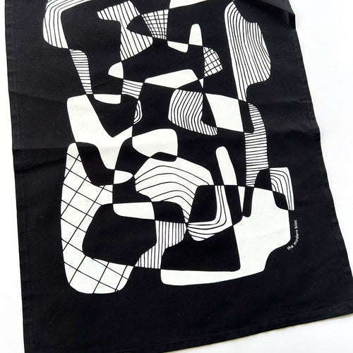 Opposite Shapes Pattern Kitchen Towel - Black Towel