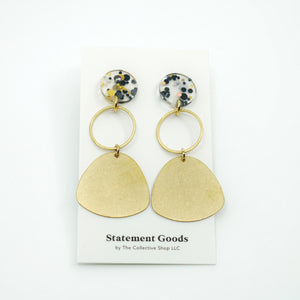 Jemma - Brass and Black and Gold Glitter Resin Earrings
