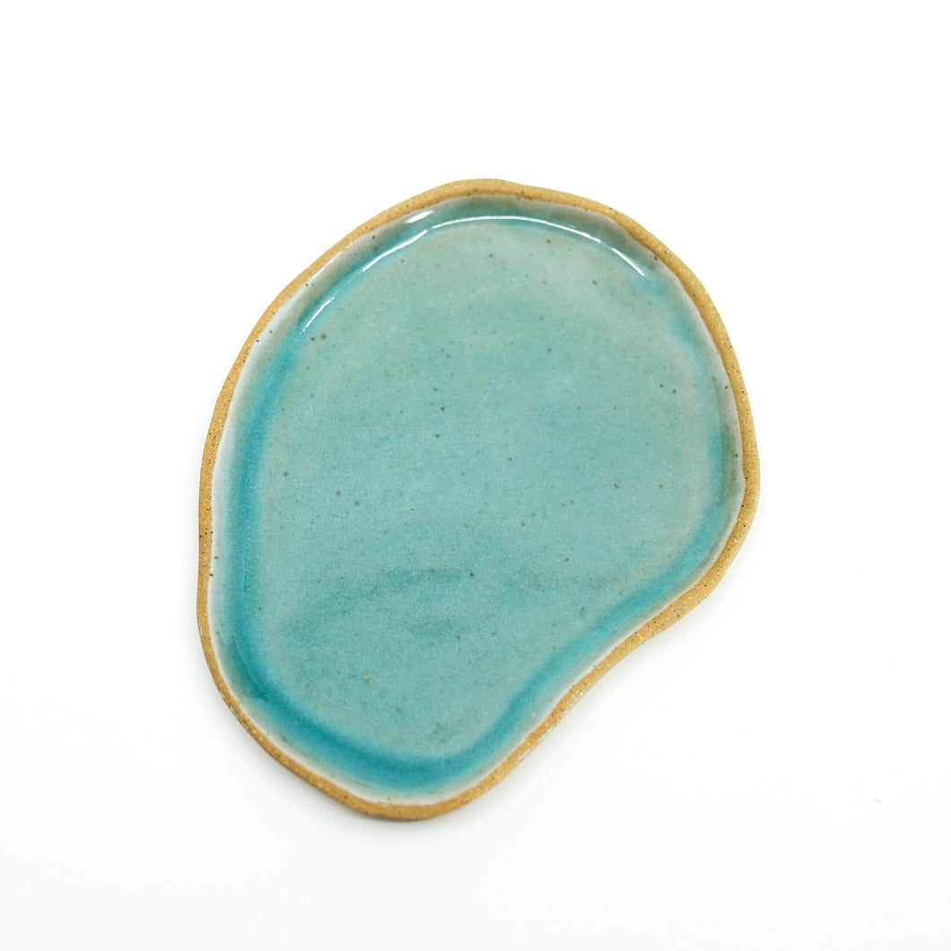 Milan - Medium Modern Ceramic Dish - Sea Glass Unglazed Rim - No.1