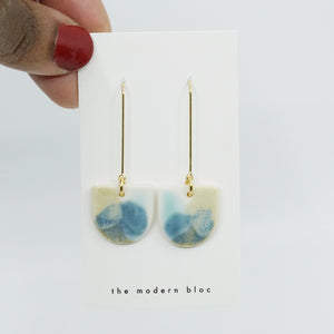 London - Modern Multi-Colored Glazed Porcelain and Gold Plated Hook Earrings