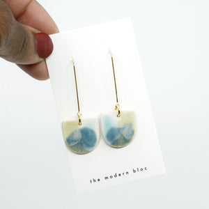 London - Modern Multi-Colored Glazed Porcelain and Gold Plated Hook Earrings