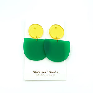 Olympia Mardi Gras Transparent and Matte Green Acetate Earrings
