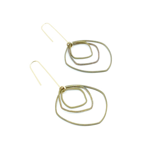 Ami Brass Organic Shape Dangle Earrings