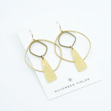 Constance Organic Raw Brass Earrings with Gold Hooks