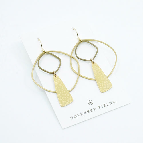 Constance Organic Raw Brass Earrings with Gold Hooks