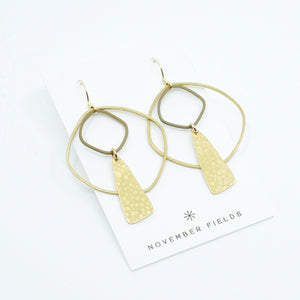 Constance Organic Raw Brass Earrings with Gold Hooks