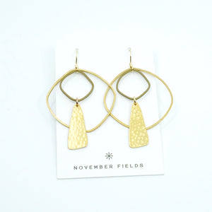 Constance Organic Raw Brass Earrings with Gold Hooks
