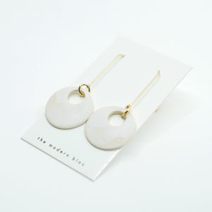 Nia - Circular Cutout - Modern Porcelain and Gold Plated Earrings