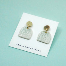 Ade - Confetti Textured Medium Modern Arch Porcelain Earrings