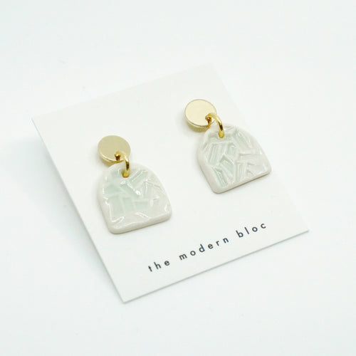 Ade - Confetti Textured Medium Modern Arch Porcelain Earrings