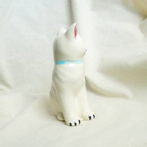 Small White Ceramic Cat Figurine