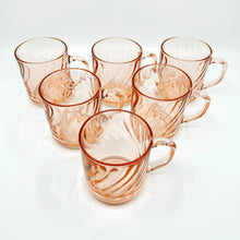 Set of 6 - Pink French Rosaline Glass Mugs