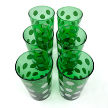 Set of 6 - Vintage Green Drinkware with White Dots