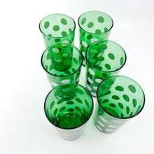 Set of 6 - Vintage Green Drinkware with White Dots