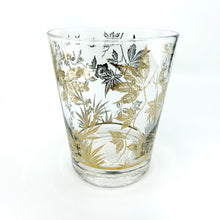 Set of 5 - Vintage Gold Foil Leaf Glassware
