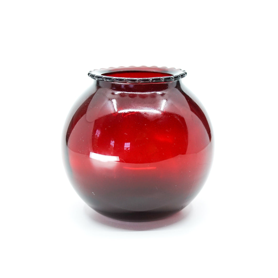 Vintage Ruby Red Ball Vase
