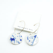 Camden - Blue Splatter Modern Circle Porcelain Hoop Earrings