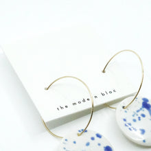 Camden - Blue Splatter Modern Circle Porcelain Hoop Earrings
