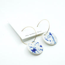 Camden - Blue Splatter Modern Circle Porcelain Hoop Earrings