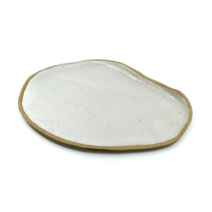 Milan - Unglazed Rim/White - Medium Modern Organic Ceramic Dish No.2