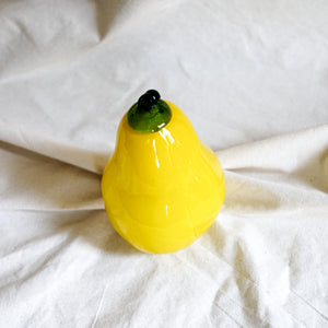 Vintage Glass Fruit Decor - Large Yellow Pear