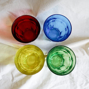 Vintage Set of 4 Colored Glassware