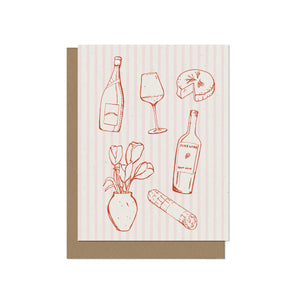 Wine and Cheese Blank A2 Card
