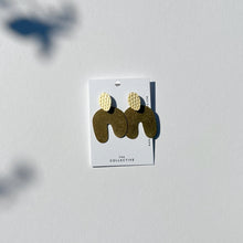 Naomi Modern Brass Earrings with Textured Oval Matte Gold Studs