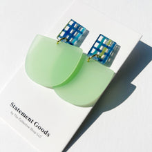 Gia Bright Green and Grid Earrings